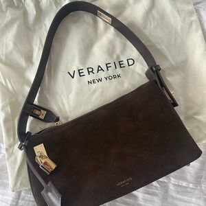 Gold Espresso Suede Hobo Bag